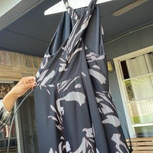 black maxi dress with white design. belt included.
